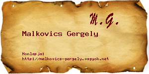 Malkovics Gergely névjegykártya